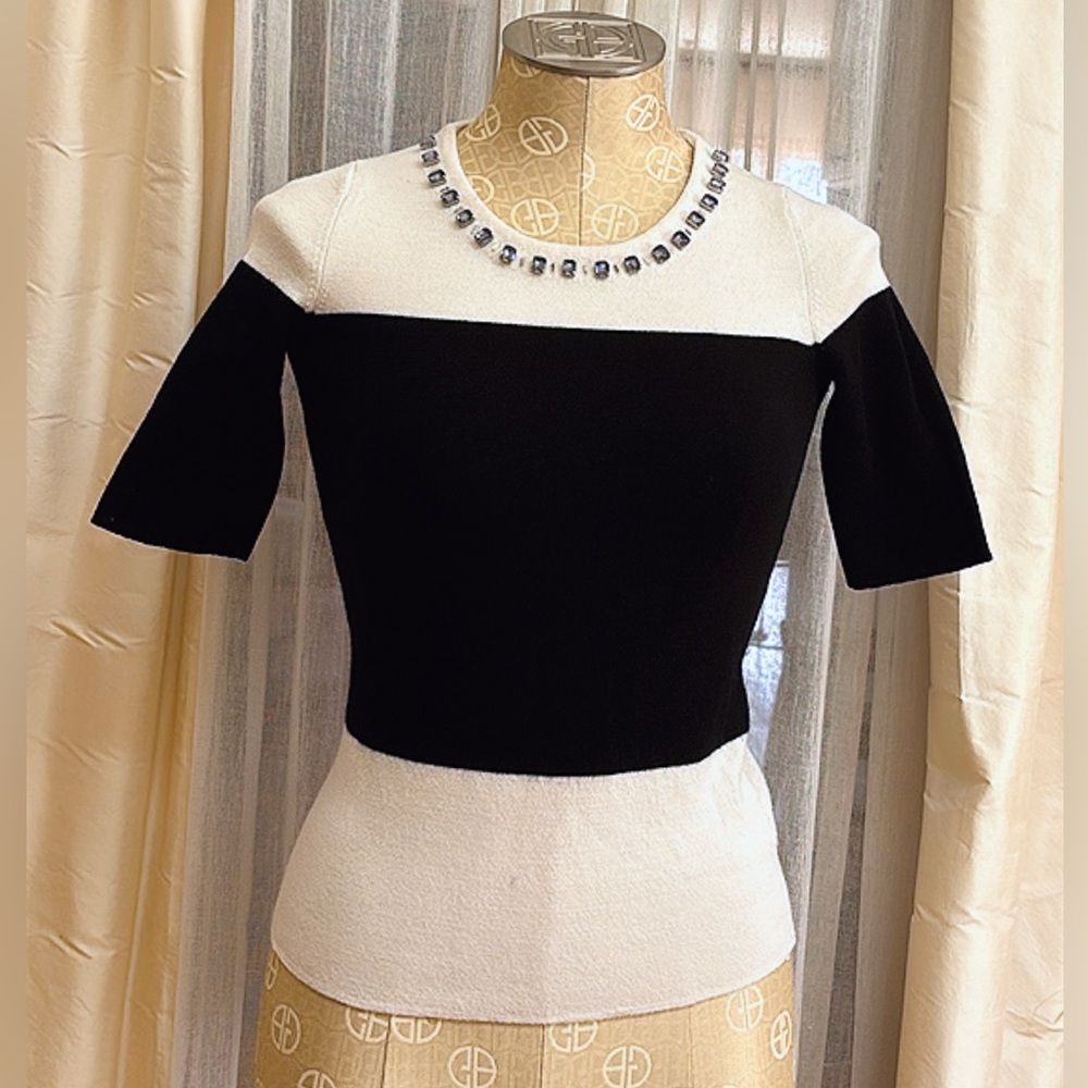 Talbots Black and White Short Sleeve Top